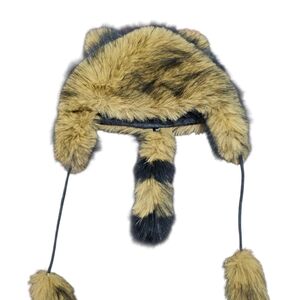 TOV Holy Furry Hat with Ears - Tan and Black